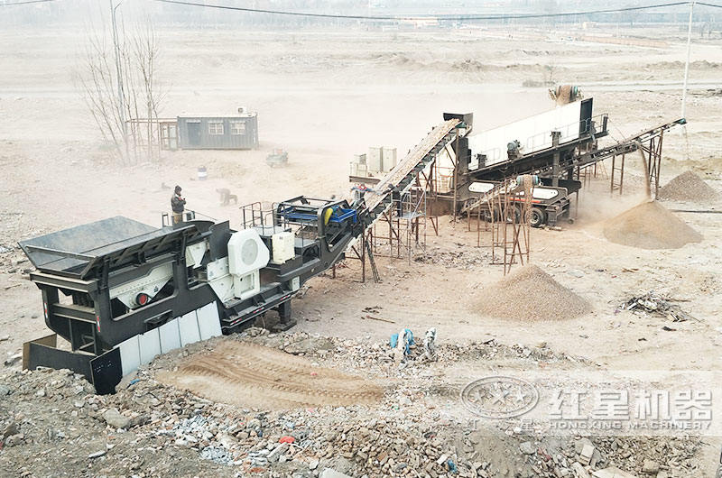 輪胎式移動建筑垃圾處理機，多機組合，減少成本30%